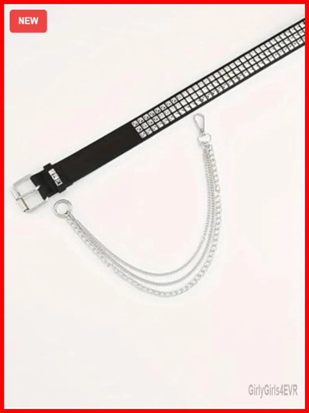 PU Leather Chain Belt Punk Goth Rave Waist Accessory